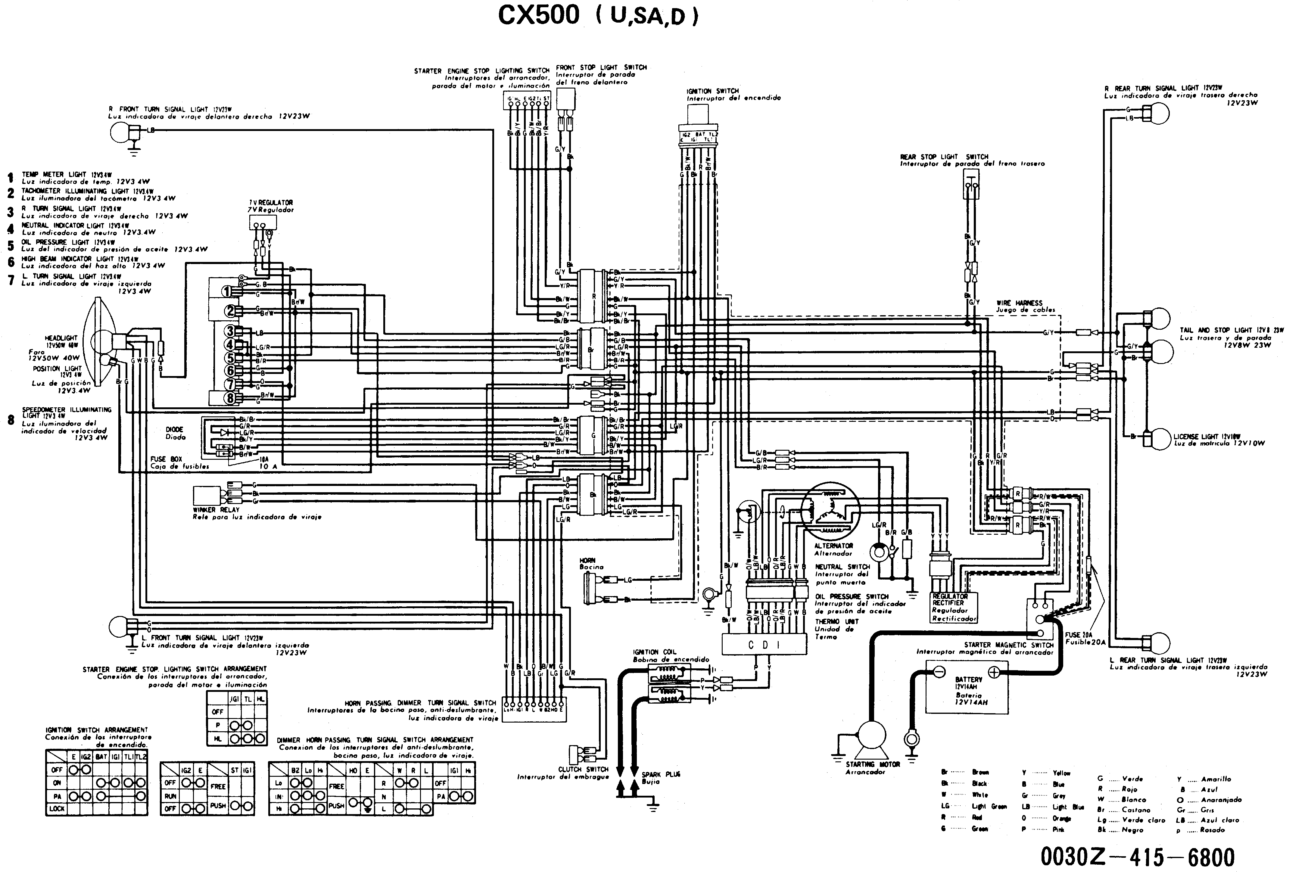 File:1980 CX500 Wiring Diagram - U, SA, D.gif - Honda CX and GL Wiki